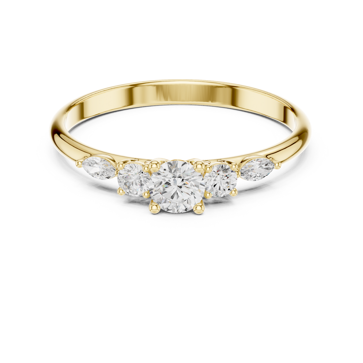 14K Solid Gold Lab Diamond Solitaire Ring, Yellow Gold