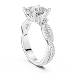 Gold Ring DDLR-281, Princess center stone, White Gold, view 1