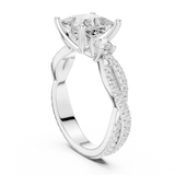 Gold Ring DDLR-281, Princess center stone, White Gold, view 1