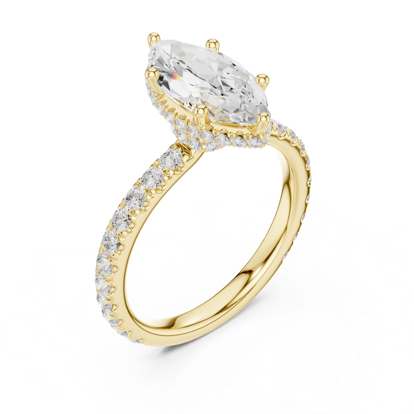 Gold Ring DDLR-165, Marquise center stone, Yellow Gold, view 2
