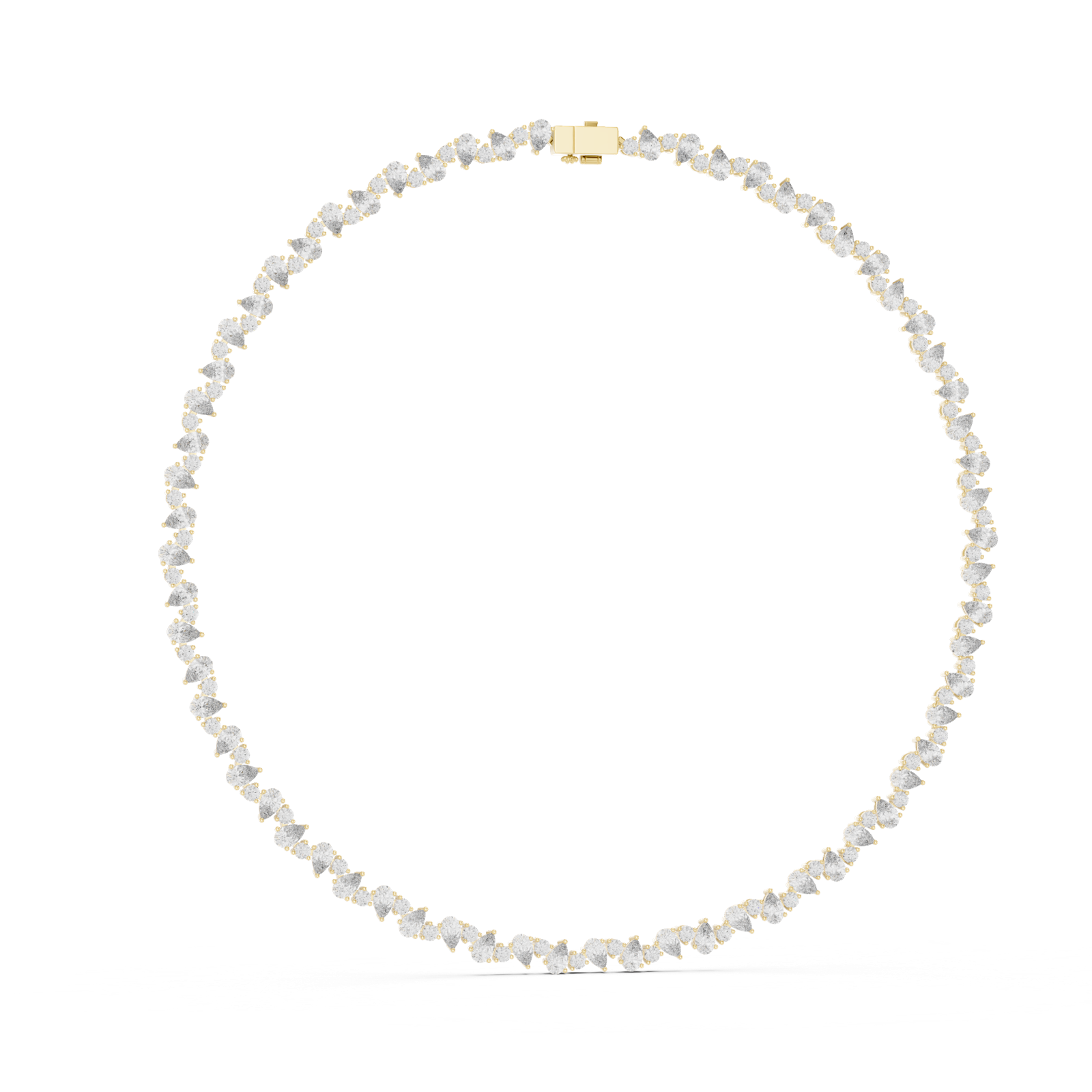 14K Solid Gold Lab Diamond Tennis Necklace, Yellow Gold, view 1