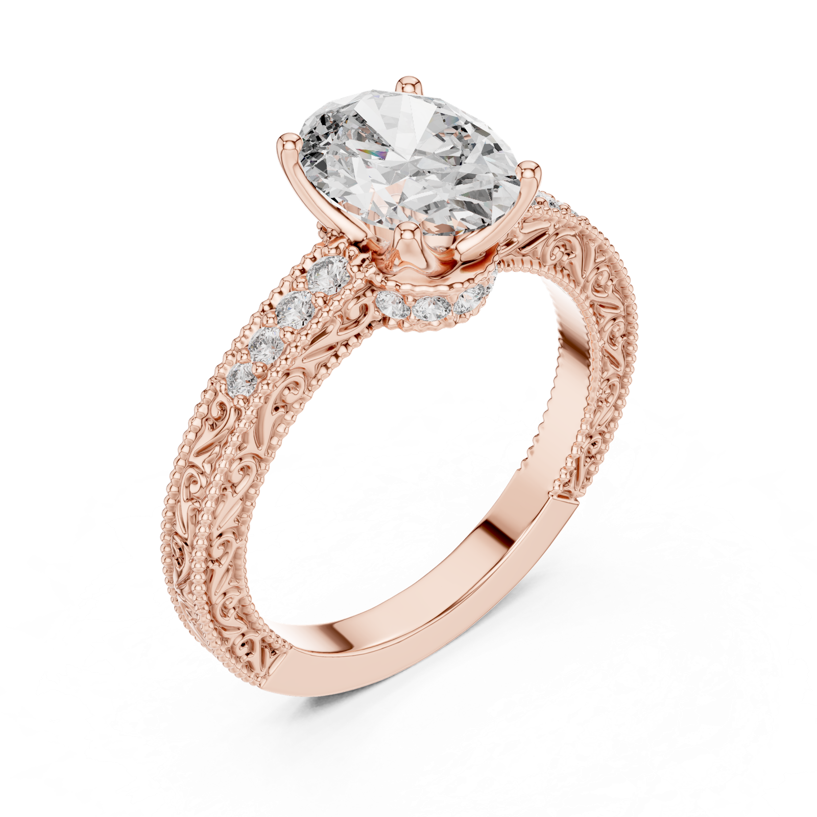 Gold Ring DDLR-166, Rose Gold, view 2