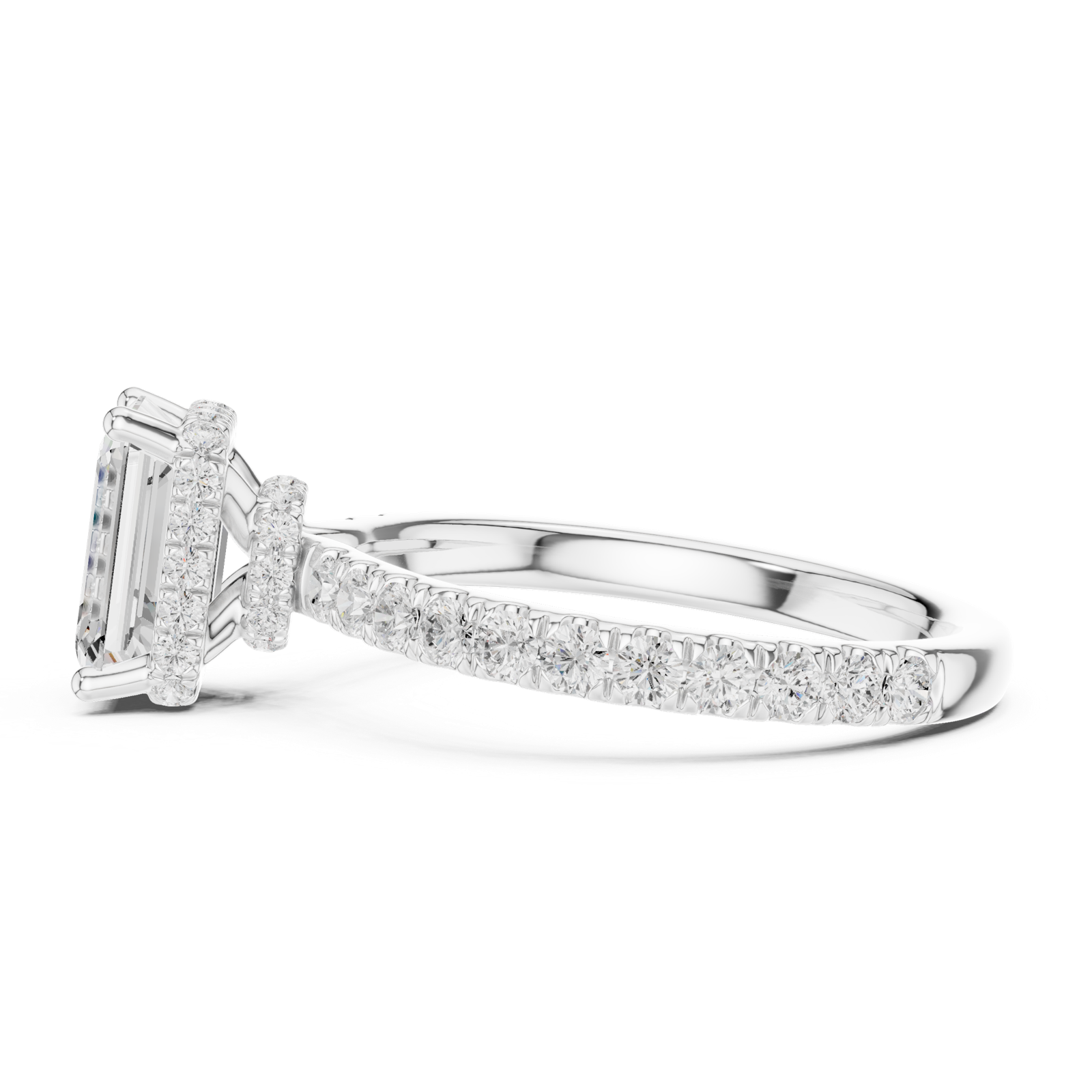 Gold Ring DDLR-165, Emerald center stone, White Gold, view 3