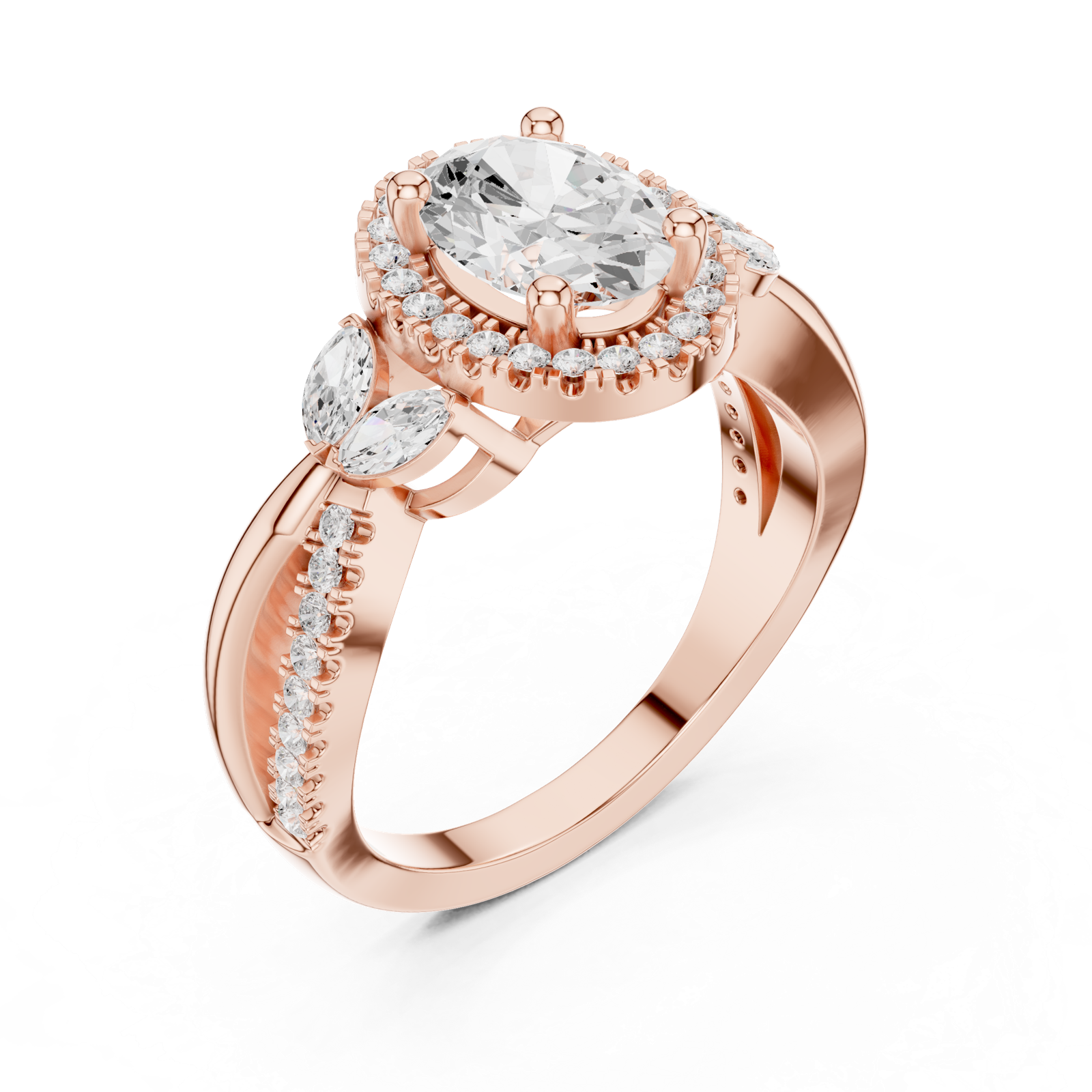 Gold Ring DDLR-416, Rose Gold, view 2