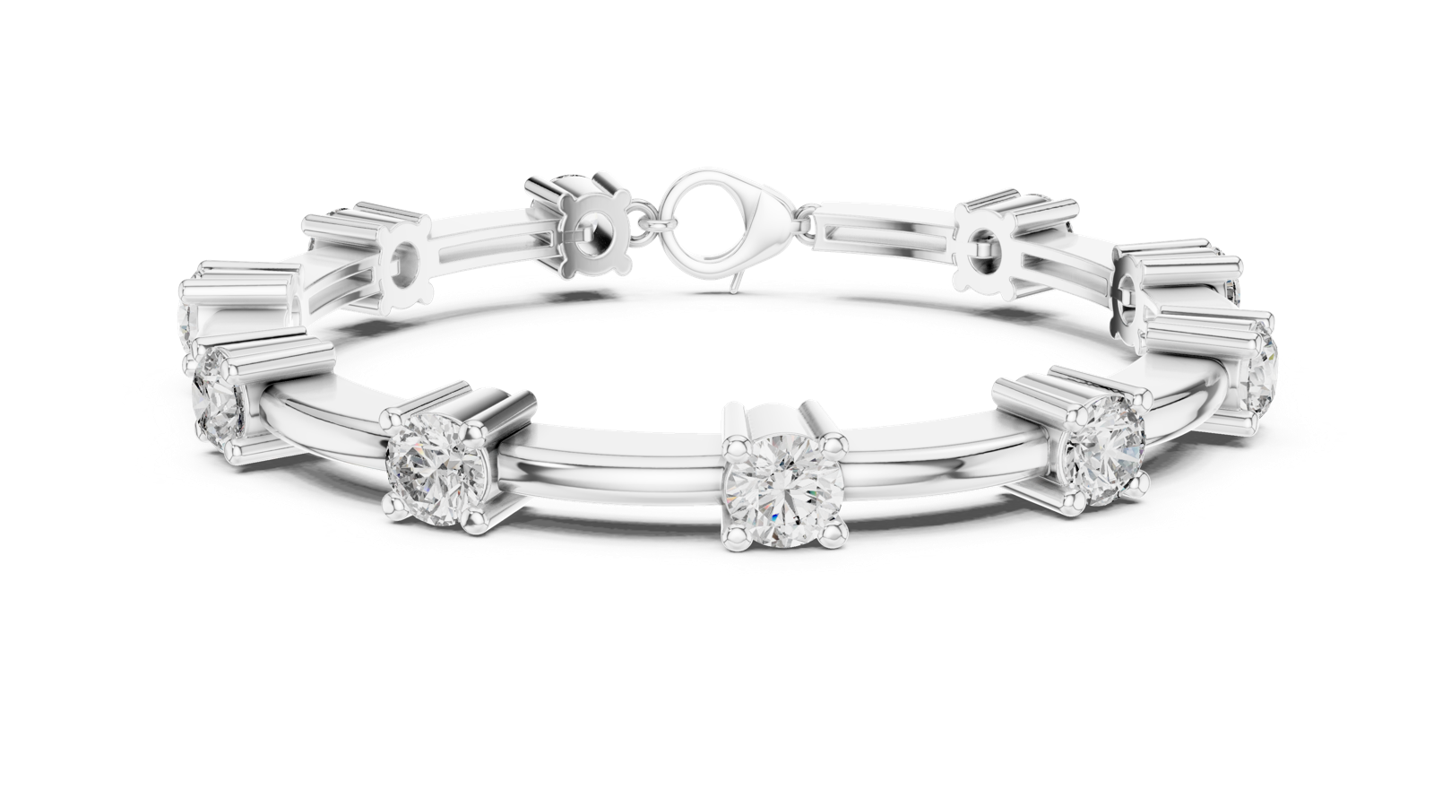 14K Solid Gold Lab Diamond Bracelet, White Gold, view 4