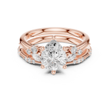 Gold Ring DDLR-299, Pear center stone, Rose Gold, view 4