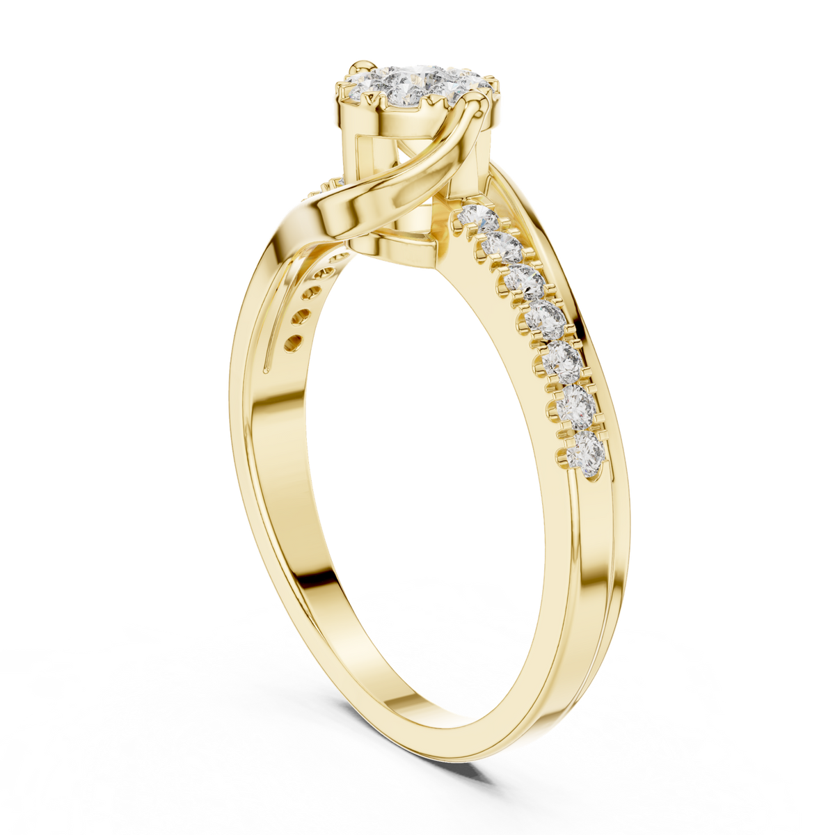 14K Solid Gold Lab Diamond Solitaire Ring, Yellow Gold, view 1