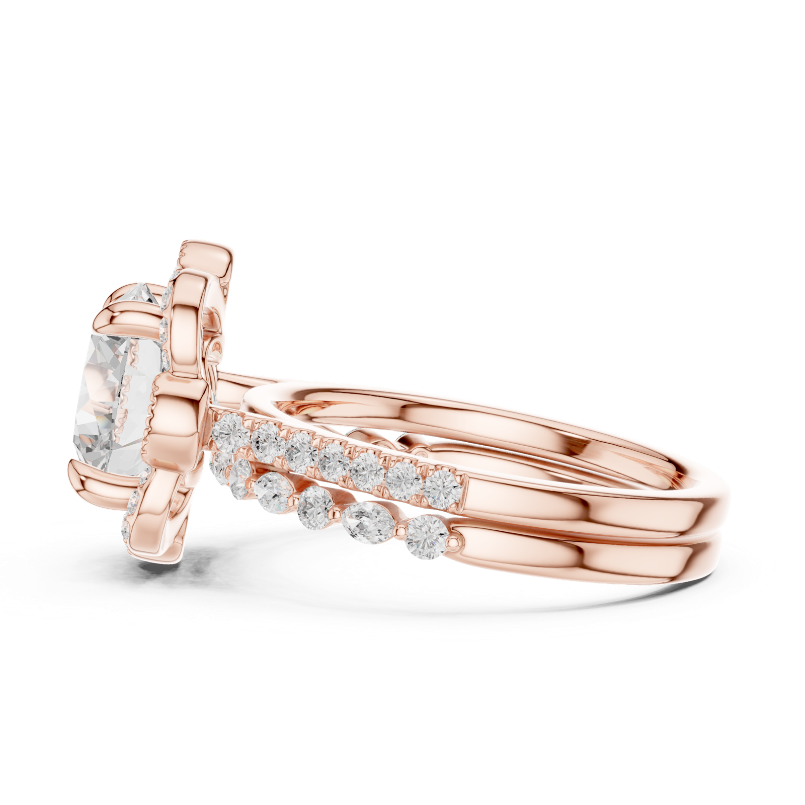 Gold Ring DDLR-442, Round center stone, Rose Gold, view 3