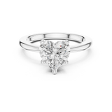 Gold Ring DDLR-032, Heart center stone, White Gold, view 4
