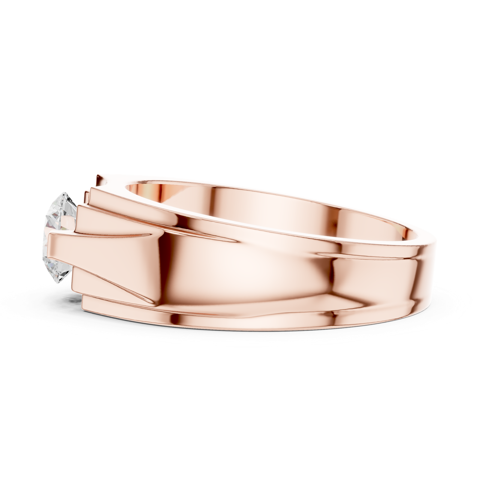 14K Solid Gold Lab Diamond Solitaire Ring, Rose Gold, view 3