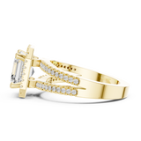 Gold Ring DDLR-350, Asscher center stone, Yellow Gold, view 3