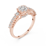 14K Solid Gold Lab Diamond Cluster Ring, Rose Gold, view 2