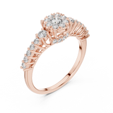 14K Solid Gold Lab Diamond Cluster Ring, Rose Gold, view 2