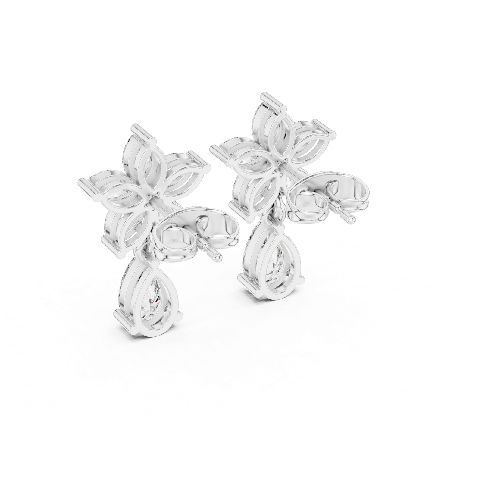 Gold Earrings AGDER-305, White Gold, view 3