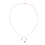 14K Solid Gold Lab Diamond Horseshoe Pendant Necklace, Rose Gold, view 1