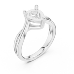 Gold Twisted Band Solitaire Engagement Ring, Pear center stone, White Gold, view 2