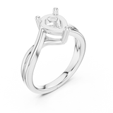 Gold Twisted Band Solitaire Engagement Ring, Pear center stone, White Gold, view 2