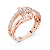 14K Solid Gold Lab Diamond Crossover Ring, Rose Gold, view 2