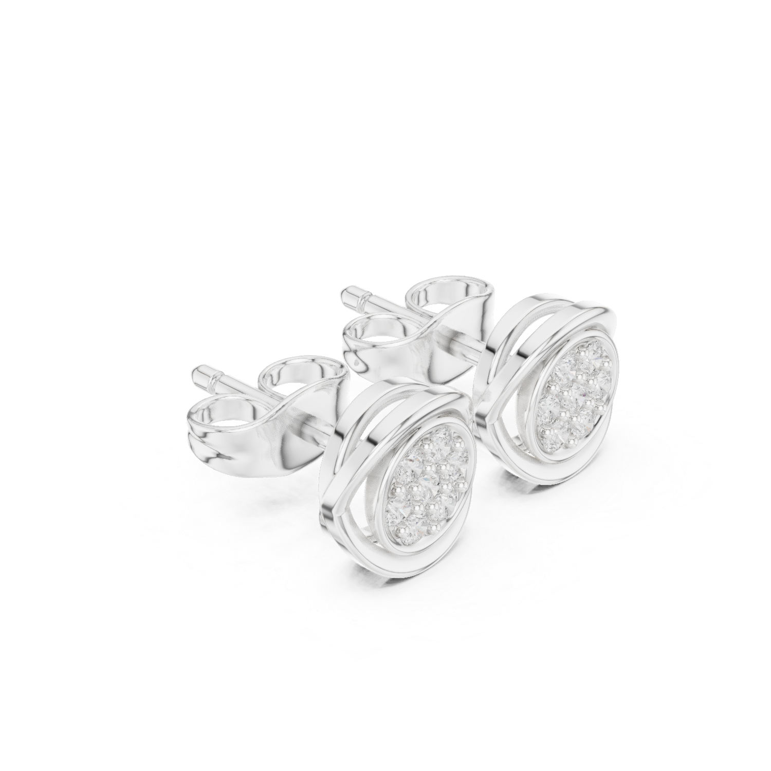 Gold Earrings SBER(44), White Gold, view 1