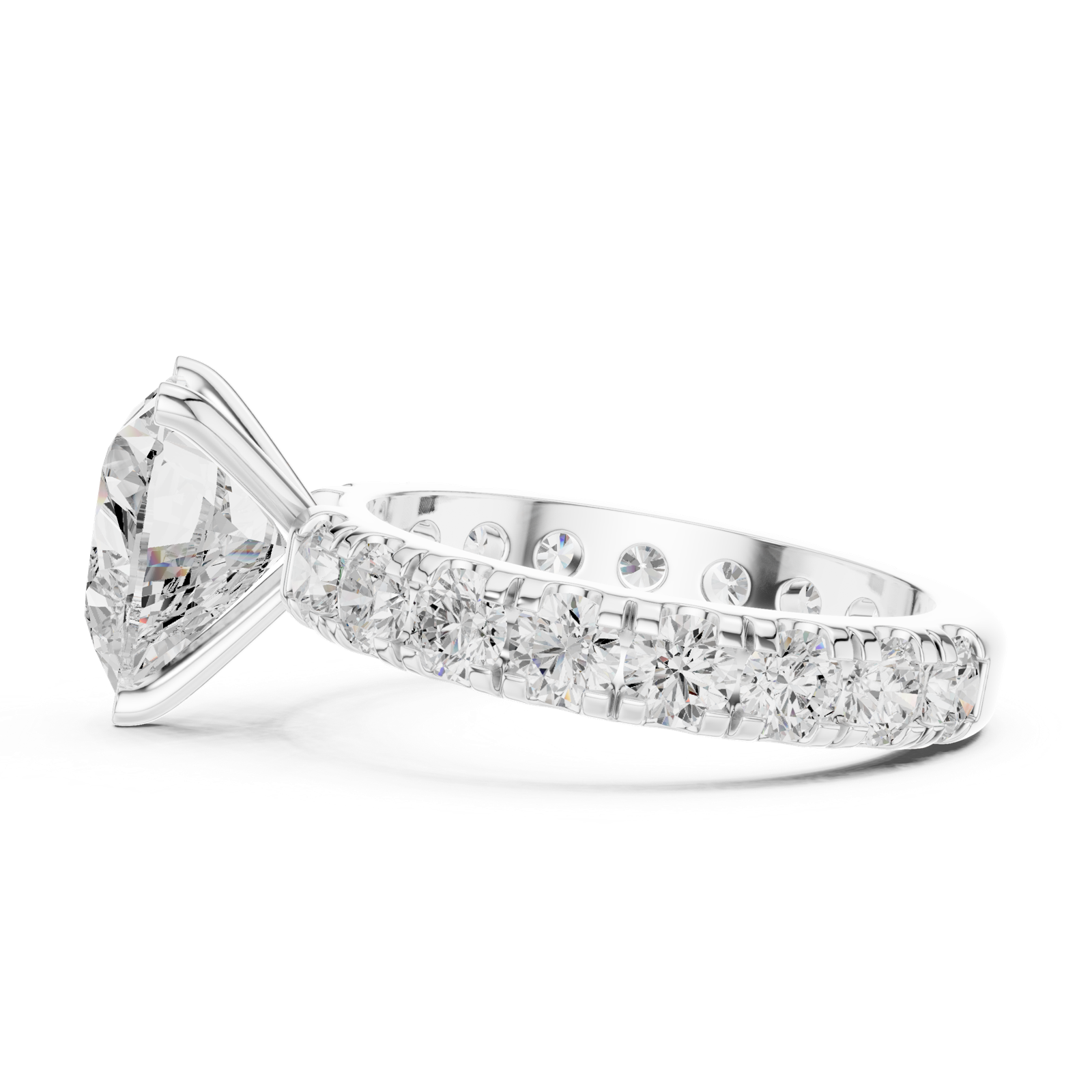 Gold Jewelry L35-63, Heart center stone, White Gold, view 3