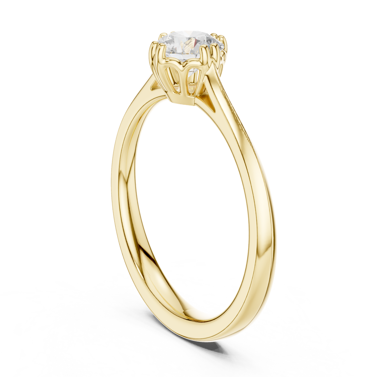14K Solid Gold Lab Diamond Solitaire Ring, Yellow Gold, view 1