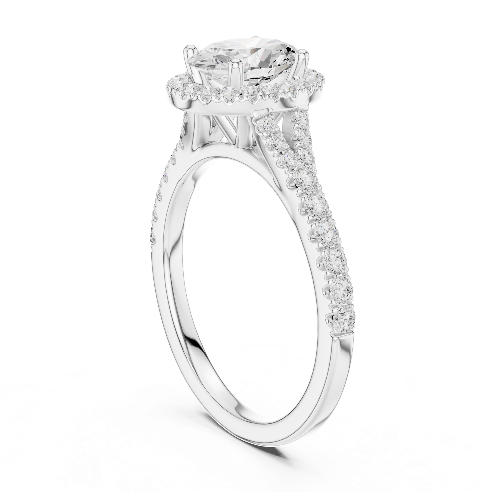 Gold Ring DDLR-043, Oval center stone, White Gold, view 1