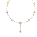 14K Solid Gold Lab Diamond Station Necklace, Yellow Gold, view 2