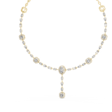 14K Solid Gold Lab Diamond Station Necklace, Yellow Gold, view 2
