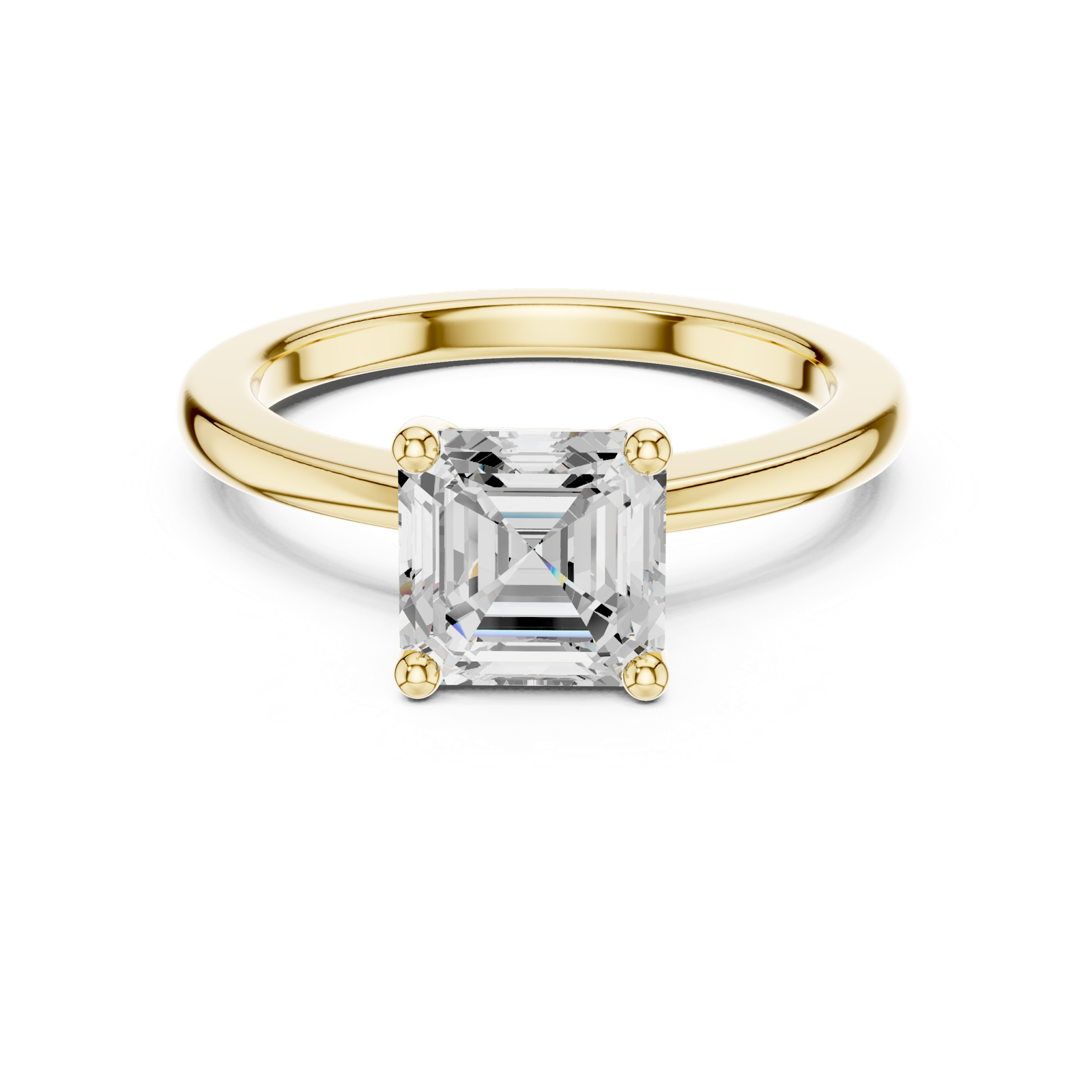 Gold Ring DDLR-032, Asscher center stone, Yellow Gold, view 4