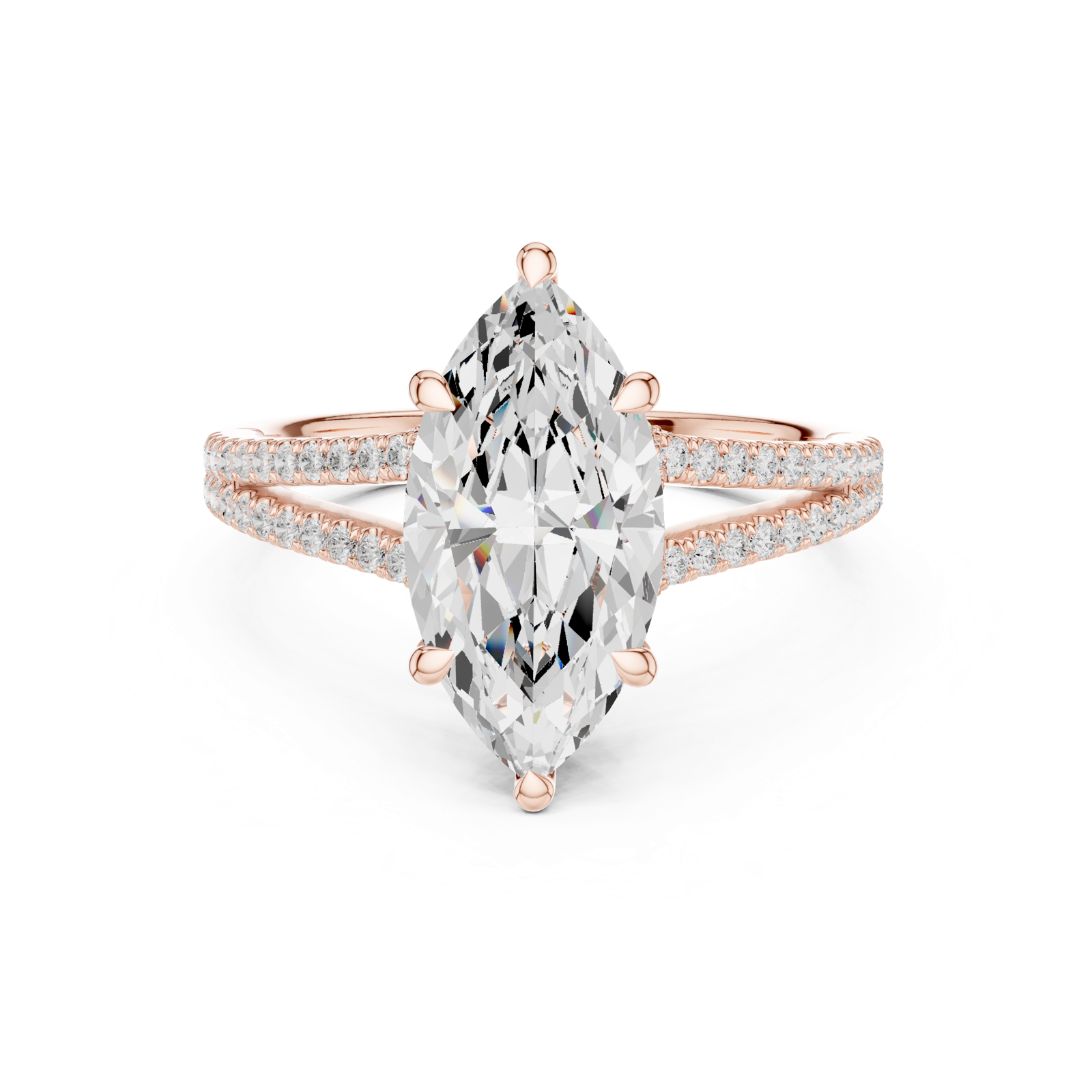 Gold Ring DDLR-252, Marquise center stone, Rose Gold, view 4
