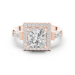 Gold Ring DDLR-342, Princess center stone, Rose Gold