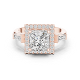 Gold Ring DDLR-342, Princess center stone, Rose Gold