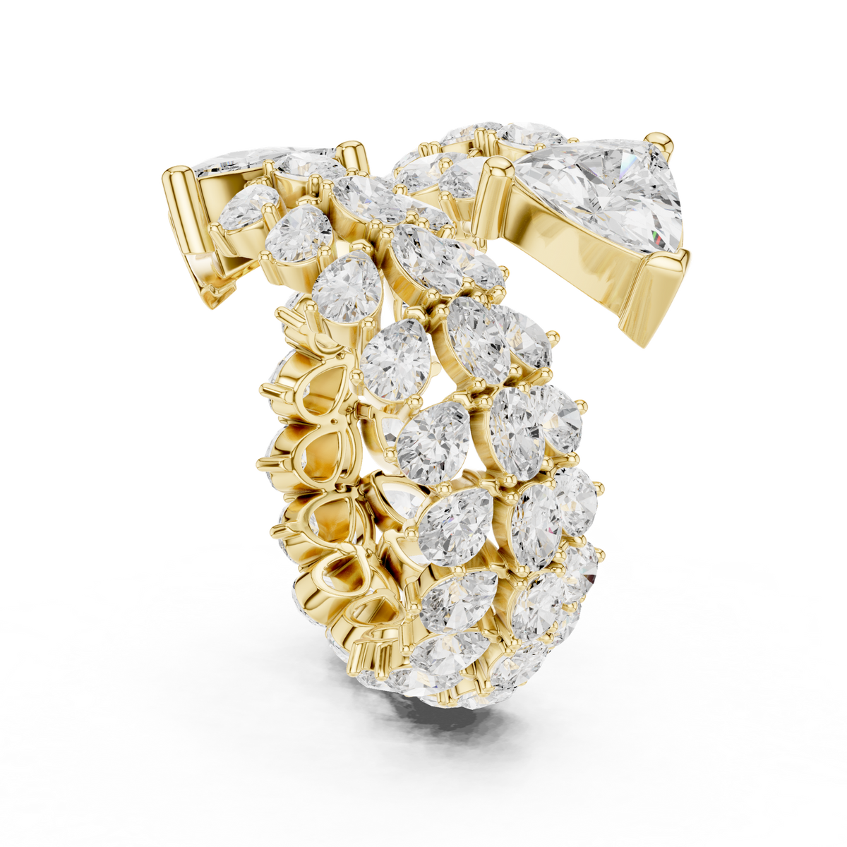 14K Solid Gold Lab Diamond Cluster Ring, Yellow Gold, view 1