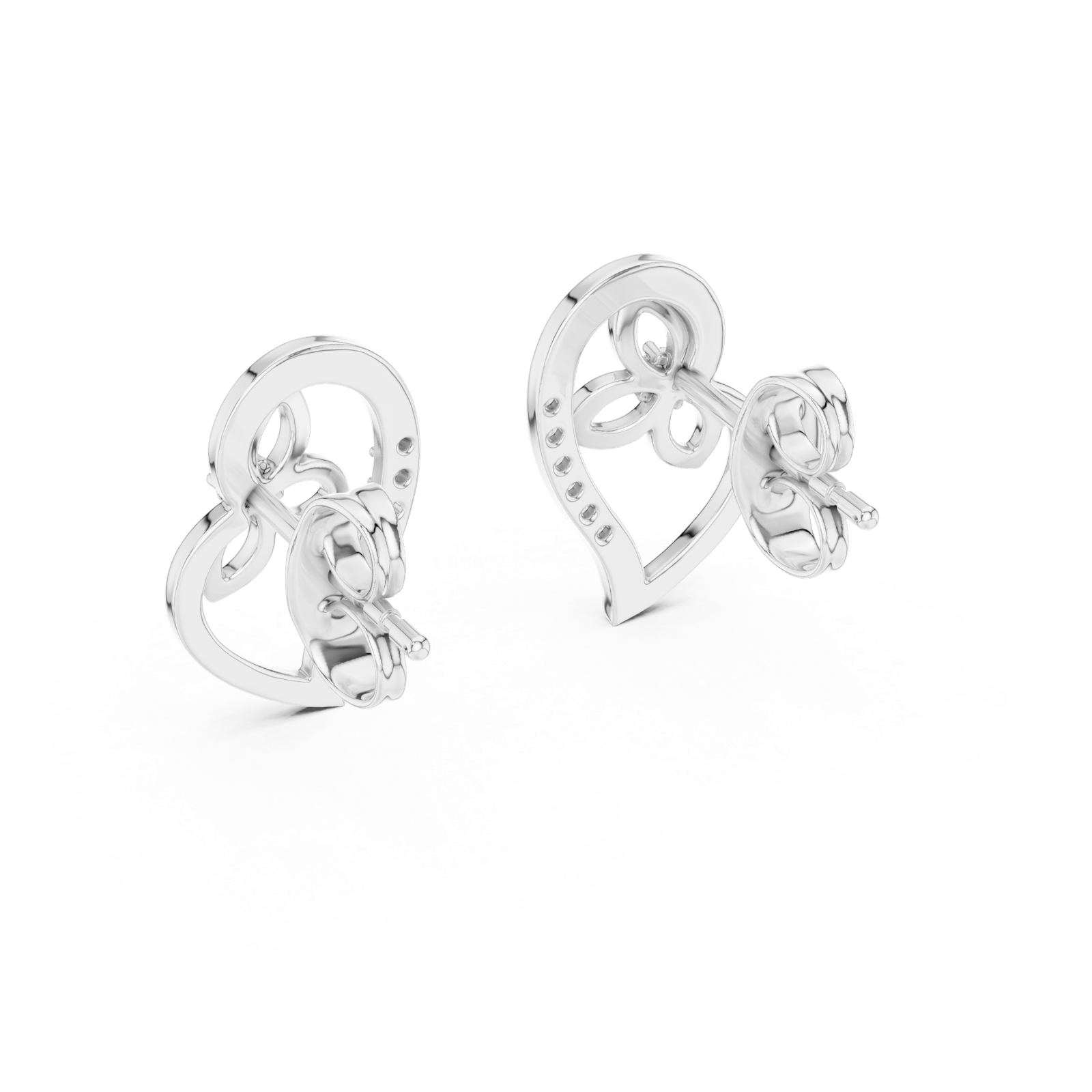Gold Earrings 12-10031@E, White Gold, view 3