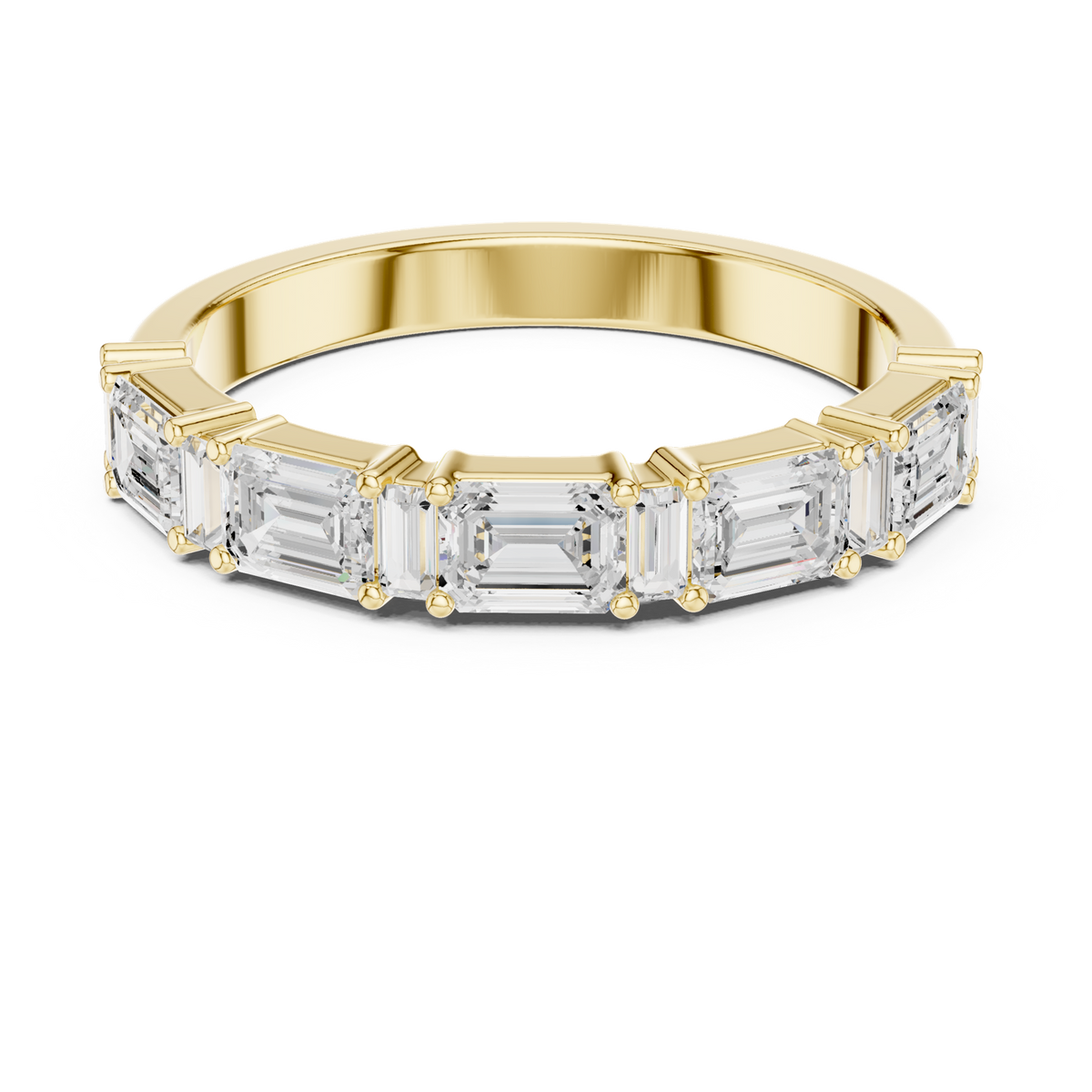 14K Solid Gold Lab Diamond Eternity Ring, Yellow Gold