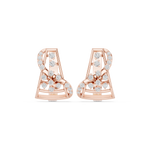 14K Solid Gold Lab Diamond Cluster Earrings, Rose Gold