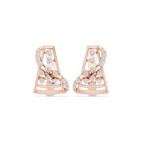 14K Solid Gold Lab Diamond Cluster Earrings, Rose Gold