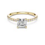 Gold Jewelry, Asscher center stone, Yellow Gold, view 4