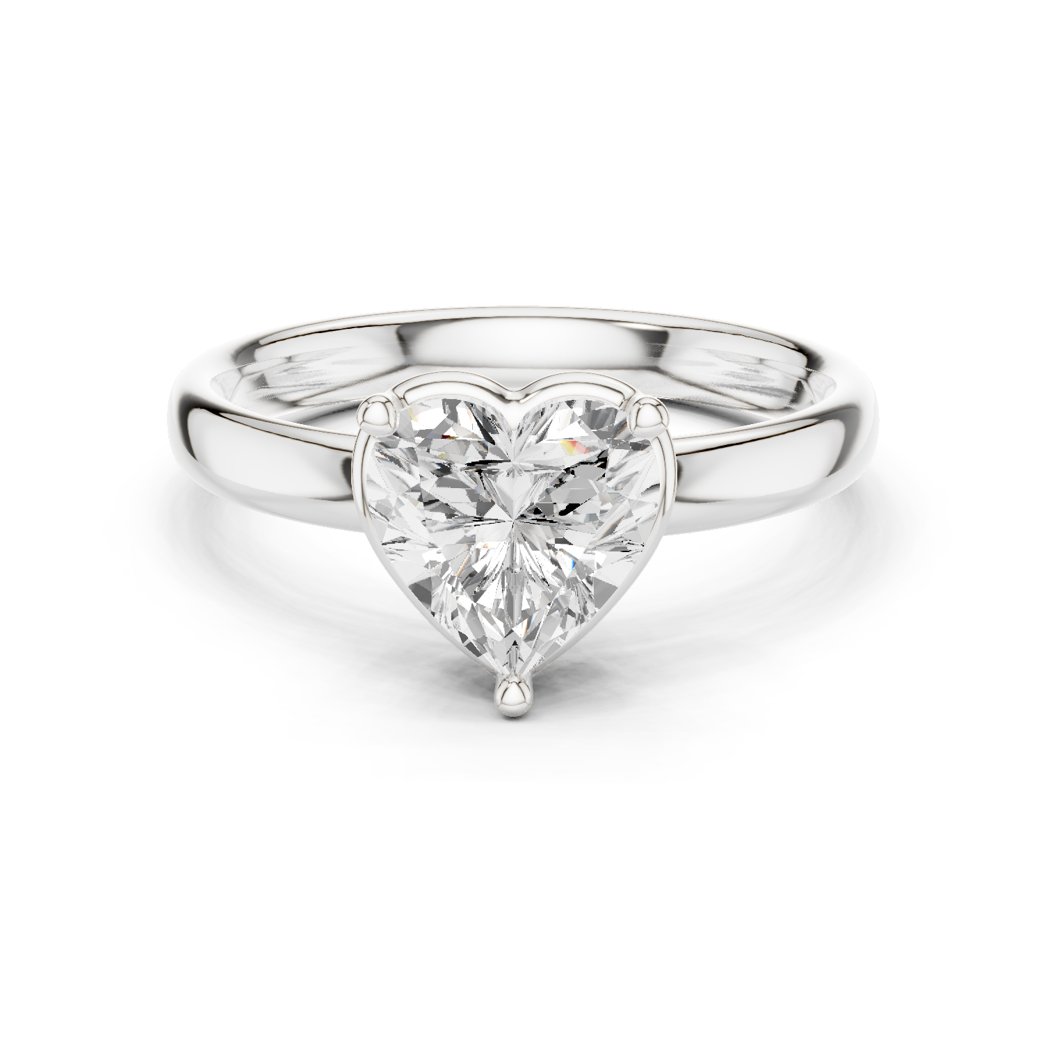 Gold Jewelry L36-10, Heart center stone, White Gold