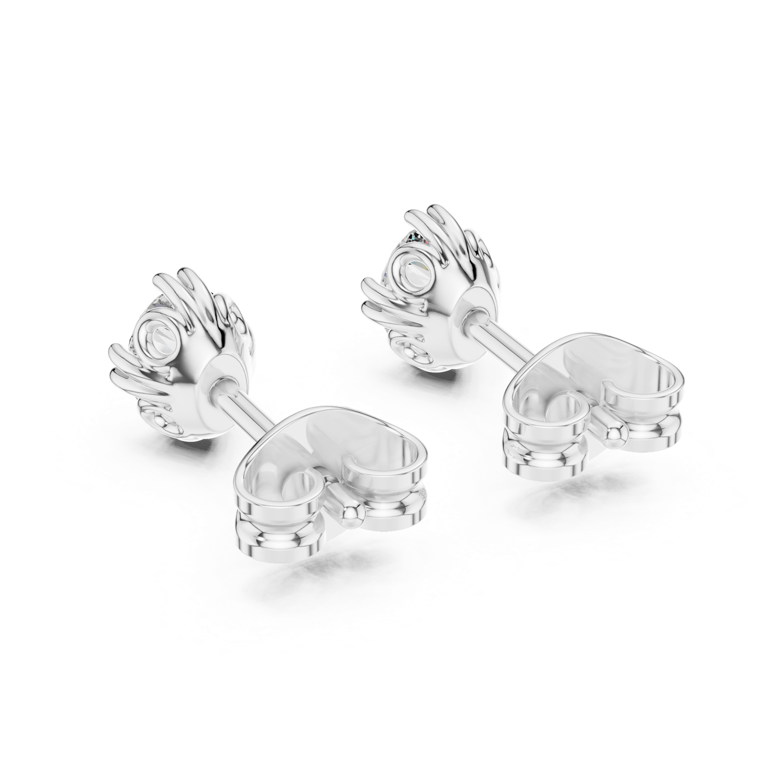 Gold Earrings GER-0365, White Gold, view 3
