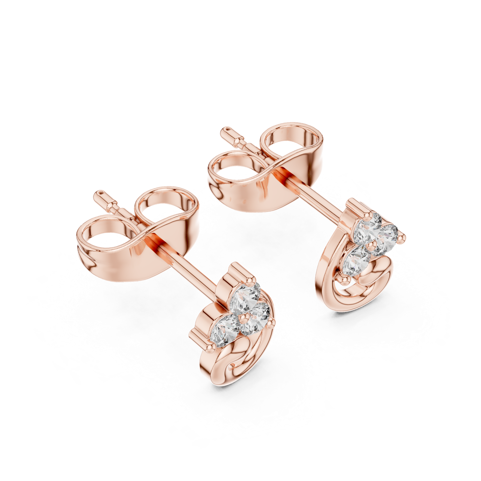 Gold Earrings 9-10078E, Rose Gold, view 2