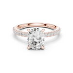 Gold Ring DDLR-256, Oval center stone, Rose Gold
