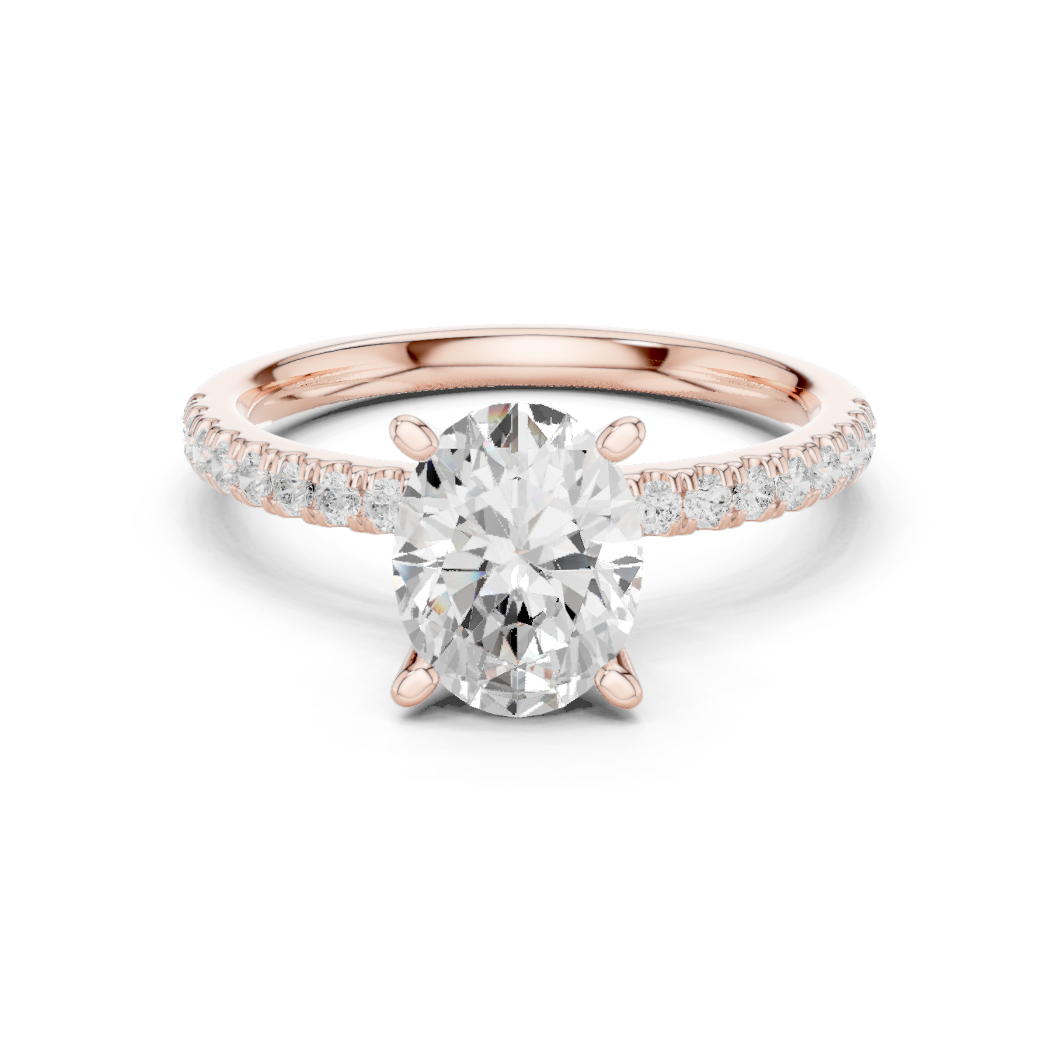 Gold Ring DDLR-256, Oval center stone, Rose Gold