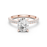 Gold Ring DDLR-256, Oval center stone, Rose Gold