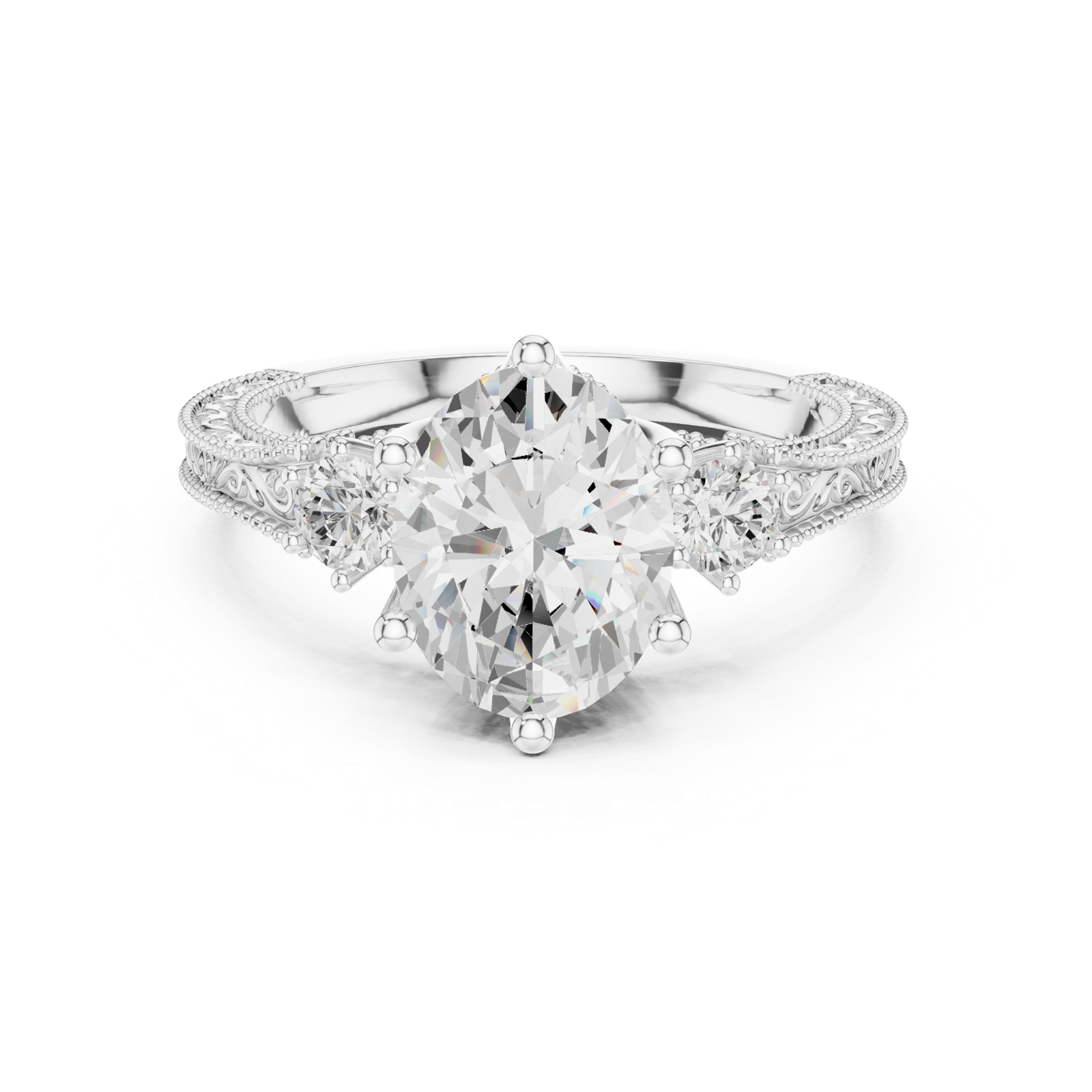 Gold Ring DDLR-282, White Gold, view 4