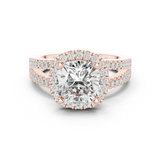 Gold Ring DDLR-350, Cushion center stone, Rose Gold