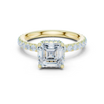Gold Ring DDLR-165, Asscher center stone, Yellow Gold