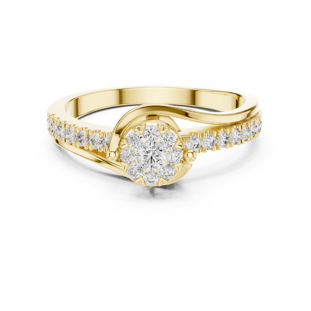 14K Solid Gold Lab Diamond Solitaire Ring, Yellow Gold