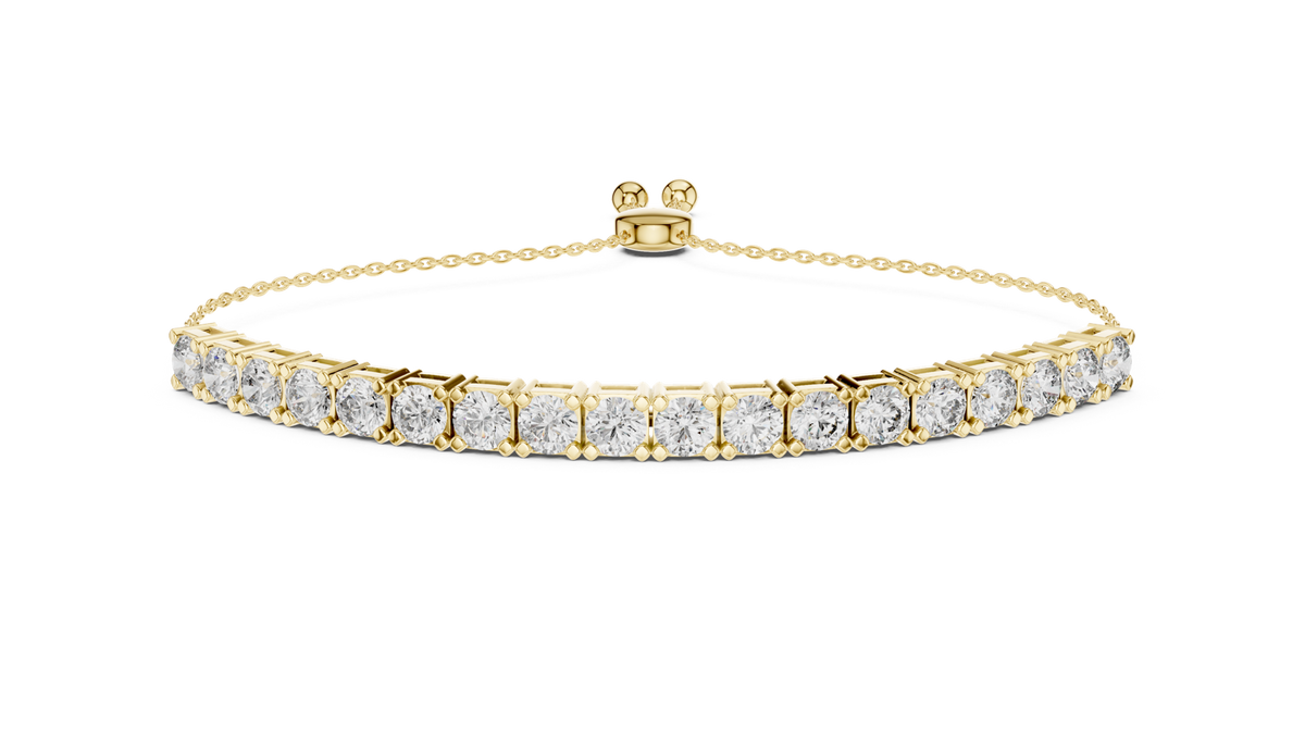 14K Solid Gold Lab Diamond Bracelet, Yellow Gold