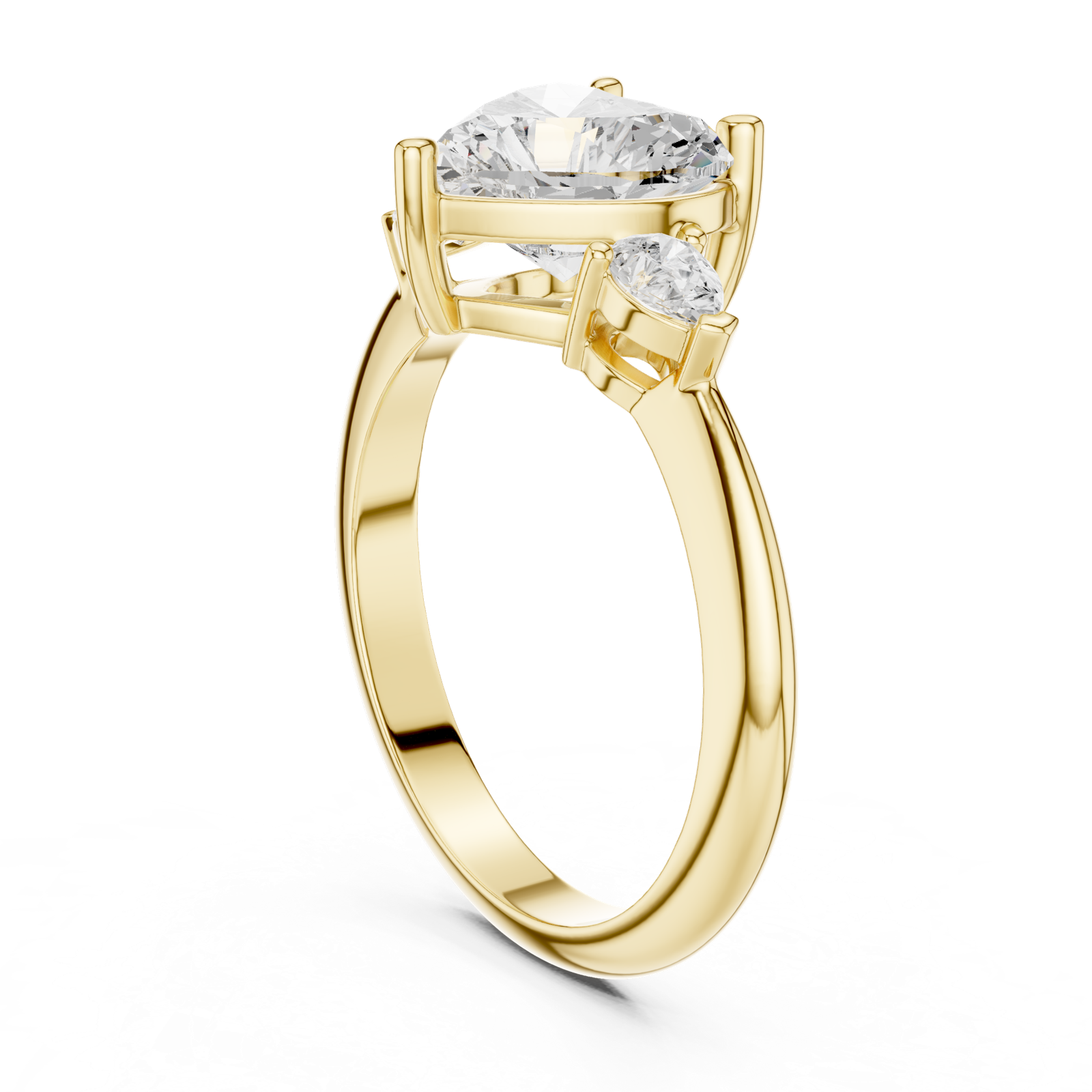 Gold Jewelry L35-66, Heart center stone, Yellow Gold, view 1